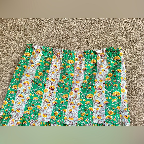 RHODE target Whimsical Green & Yellow Floral & Stripe Print Ruffled Midi Skirt - Picture 11 of 15